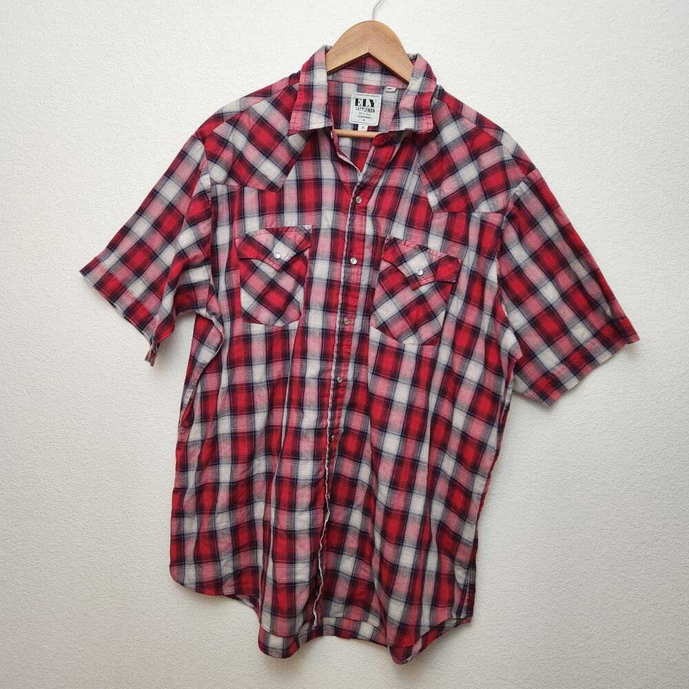 Ely Cattleman Men's Size XL Pearl Snap Short Sleeve